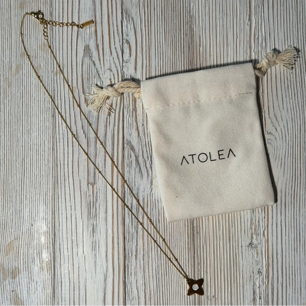 ATOLEA Gold Necklace with Clover Pendant
